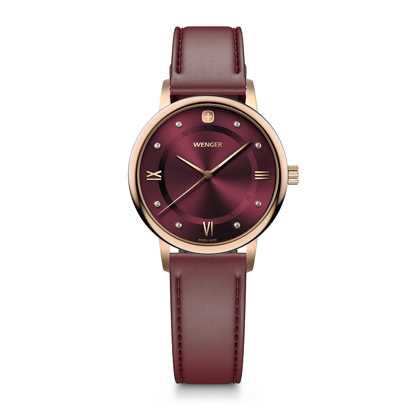 Women's watch rose-gold-black Ø 35 mm Feminine watch with Swarovski crystals