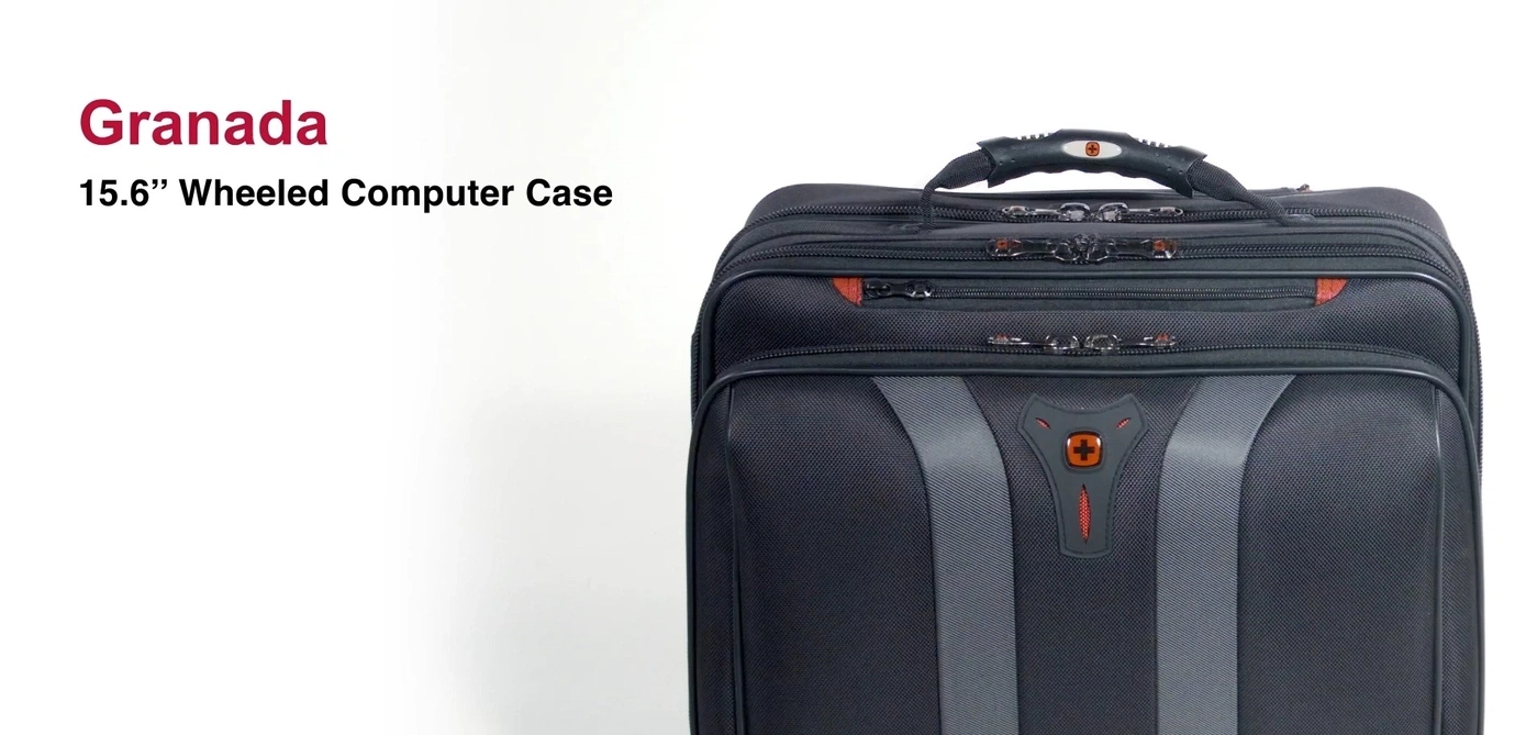 Black wheeled suitcase, Granada, 15.6 inch, computer case, travel luggage, bag