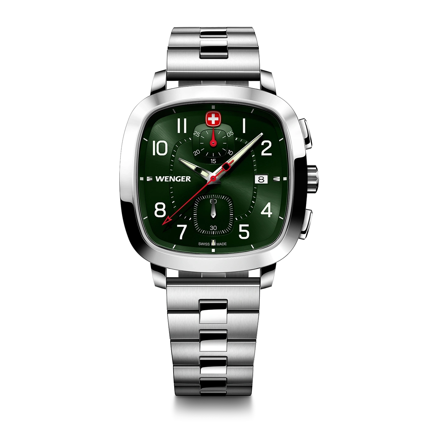 Chrono men's watch silver-green Ø 39.5 mm A classic, sporty chronograph with a modern twist