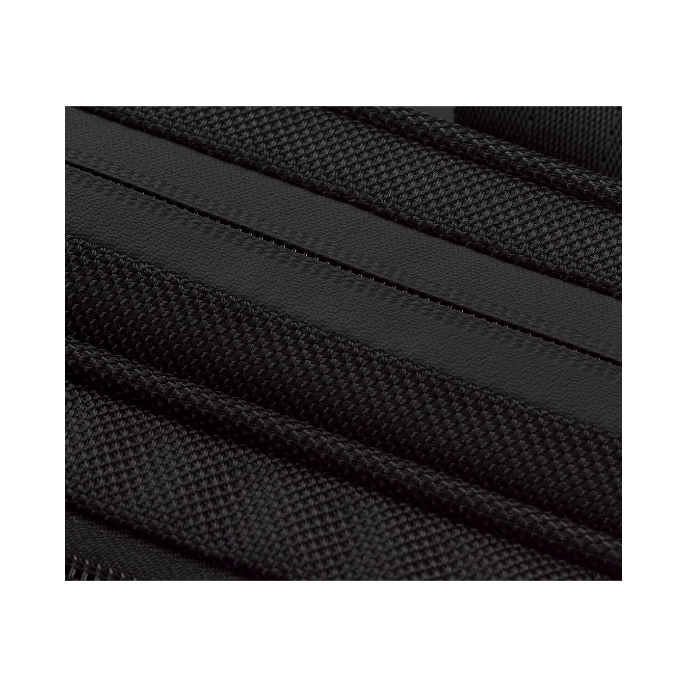 Close-up of black textile material with zipper and fine texture